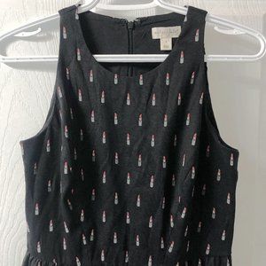 Maison Jules lipstick novelty print sleeveless fit and flare dress black size 0